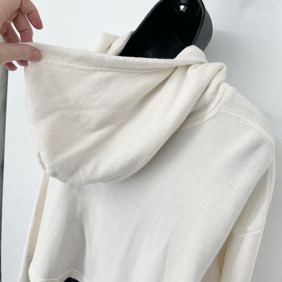 Enza Costa Women's NEW Cropped Hooded Terry Sweatshirt Size M White FT3646 - Picture 5 of 9